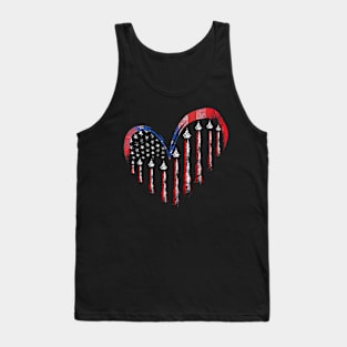 Fighter Jet Airplane American Flag Heart 4Th Of July Tank Top
